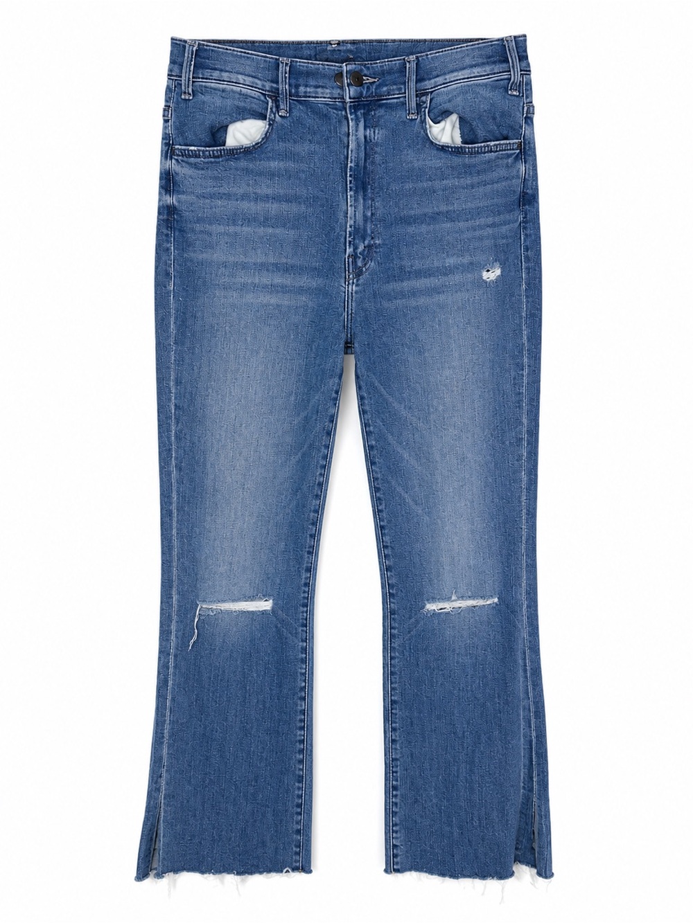 Mother The Hustler Ankle Fray Jeans 30 Can't Stop Staring Distressed Raw Hem USA